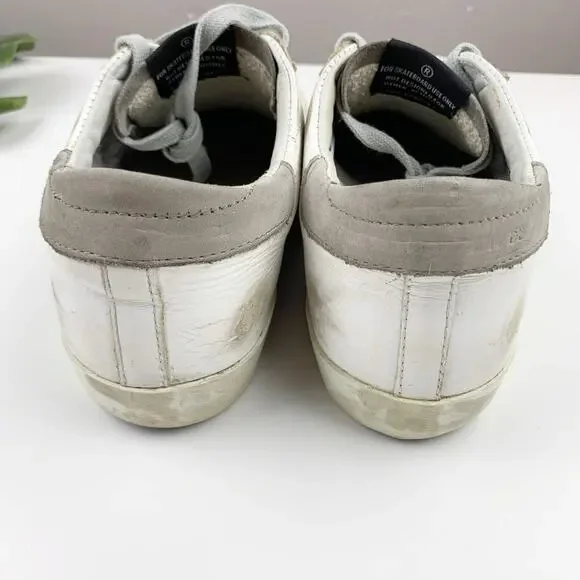 Golden Goose Superstar Low Top Sneakers White Leather Grey Fleece Star Womens 38 - Picture 14 of 16